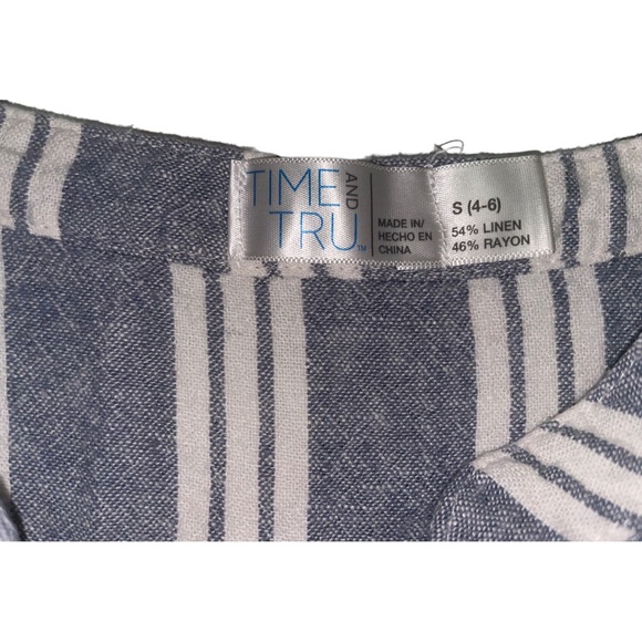 Time and Tru Utility Striped Romper Pockets Elastic Tie Waist Shorts - Picture 4 of 4